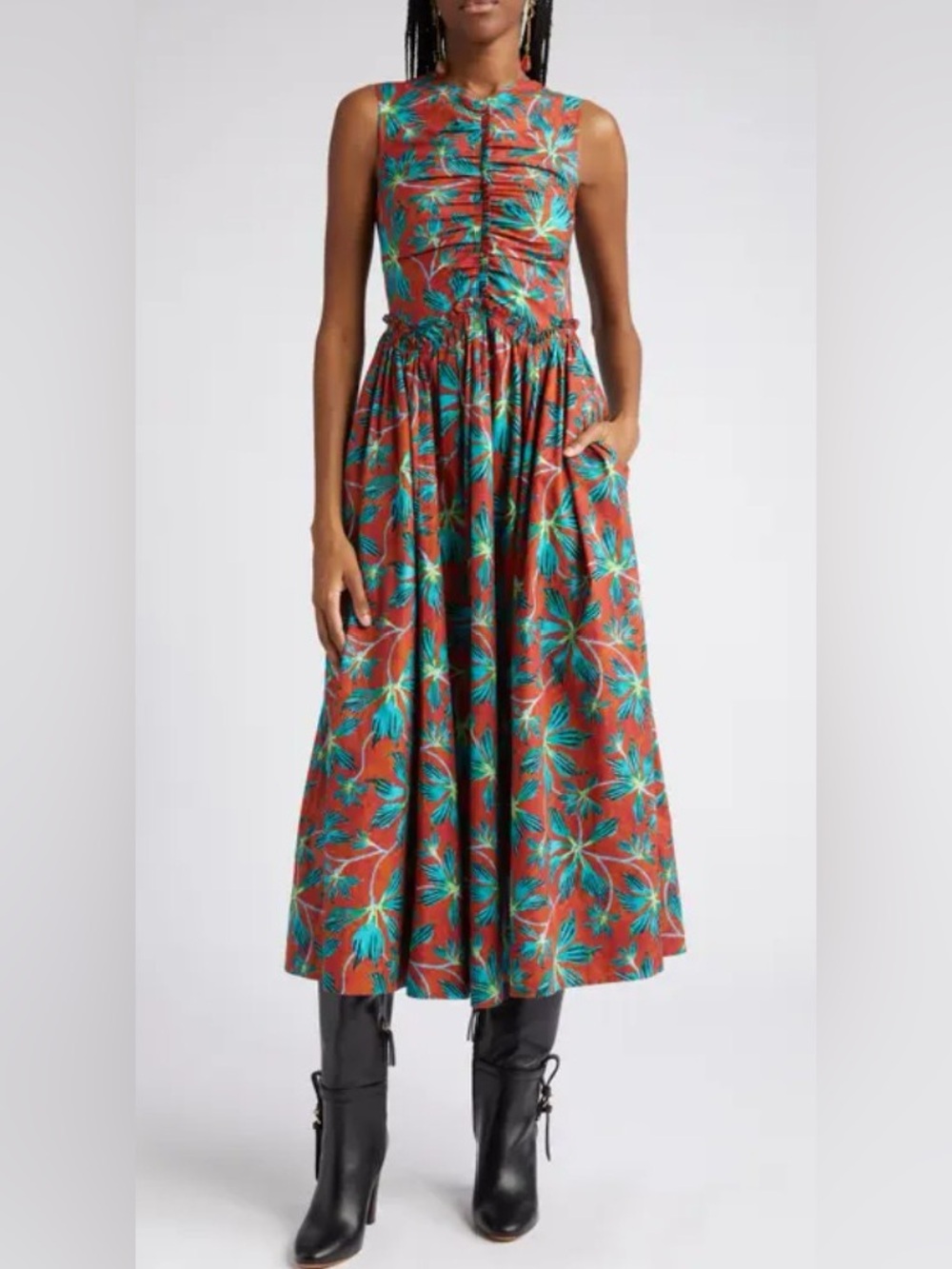 Ulla Johnson Mimi Floral Cotton Maxi Dress in Tropical, 6
